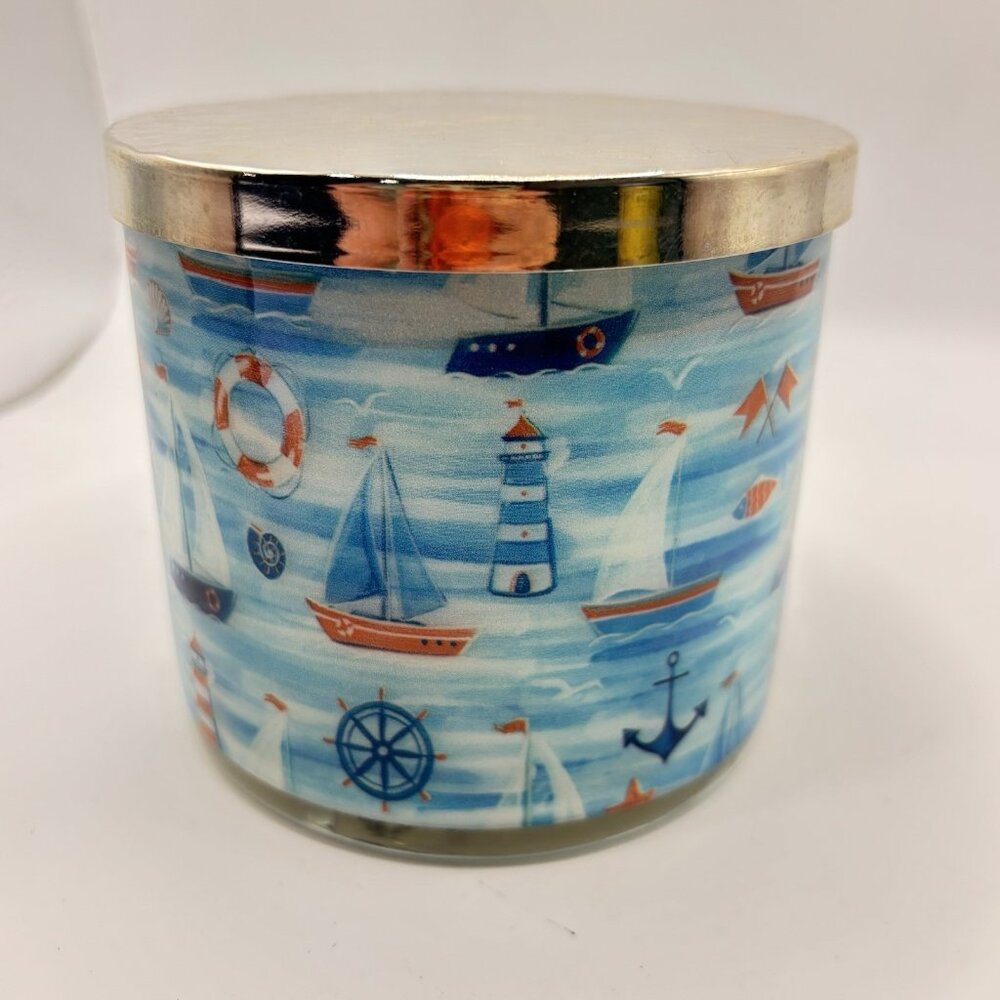 Kringle Candle Salt Water Taffy 3 Wick Painted Jar Soy Candle Nautical Boat 14oz - Picture 11 of 13